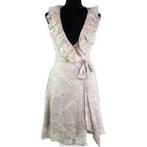 Love21 Forever 21 Women's Pastel Pink & Gray Ruffle Wrap Summer Dress